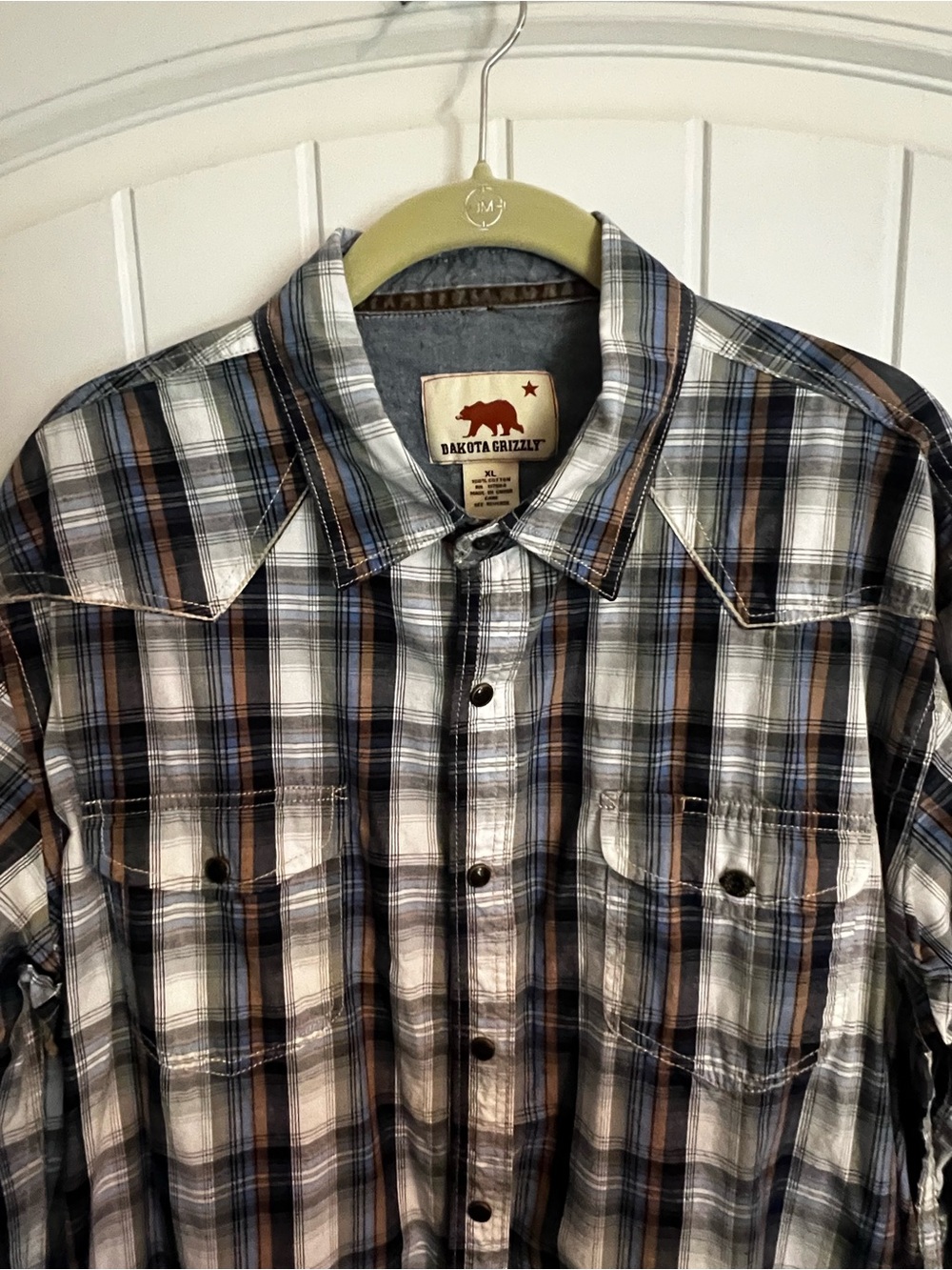 Men's Blue & Brown Plaid Button-Up Jacket